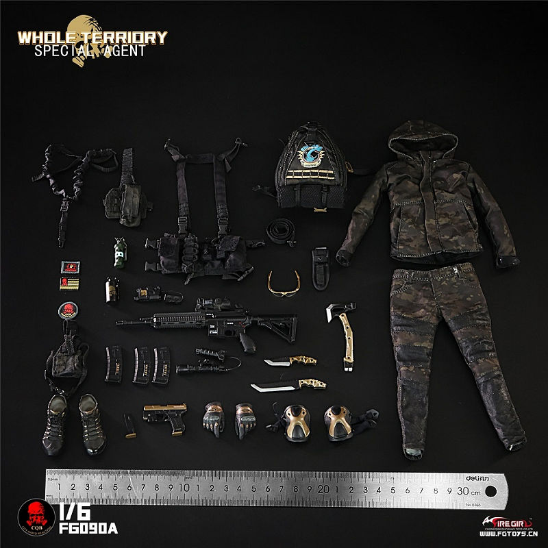 1/6 CQB シークレット女性エージェントコスチューム & アクセサリーセット A（FG-090A）
